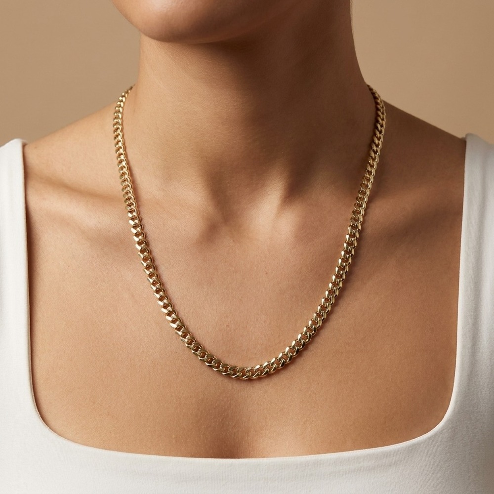 Mens Cuban Link Chain OS Premium Gold Panted Tone Streetwear Hip Hop